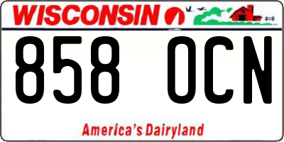 WI license plate 858OCN