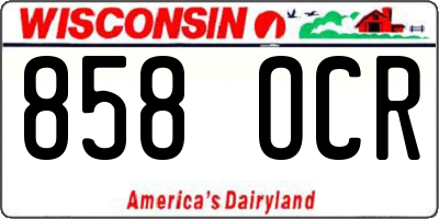 WI license plate 858OCR