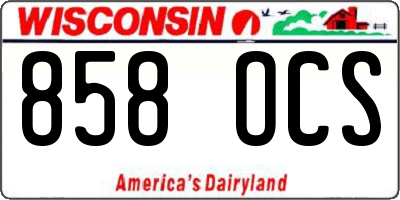 WI license plate 858OCS