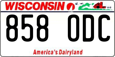WI license plate 858ODC