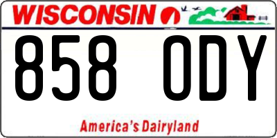 WI license plate 858ODY