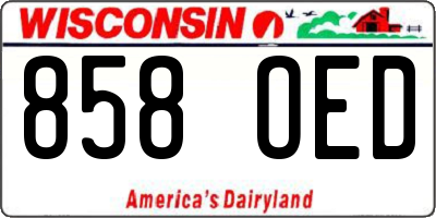 WI license plate 858OED