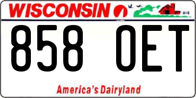 WI license plate 858OET