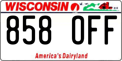 WI license plate 858OFF
