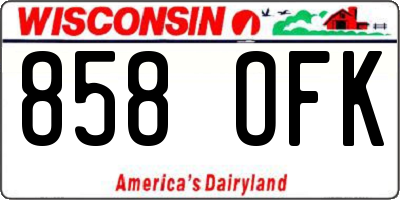WI license plate 858OFK
