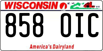 WI license plate 858OIC