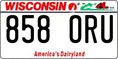 WI license plate 858ORU