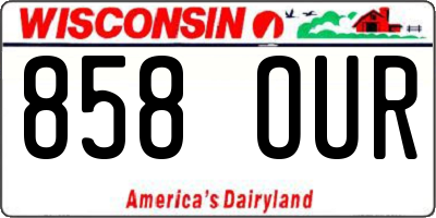 WI license plate 858OUR
