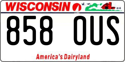 WI license plate 858OUS