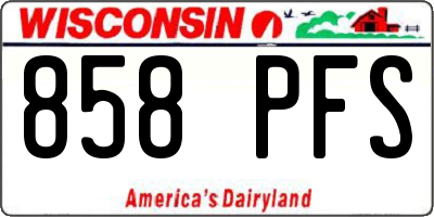 WI license plate 858PFS
