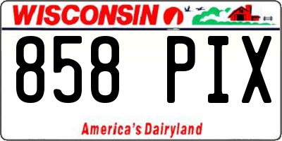 WI license plate 858PIX