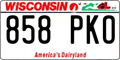 WI license plate 858PKO