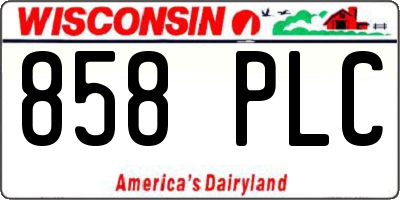 WI license plate 858PLC
