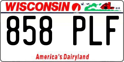 WI license plate 858PLF