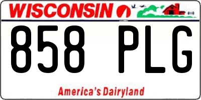 WI license plate 858PLG