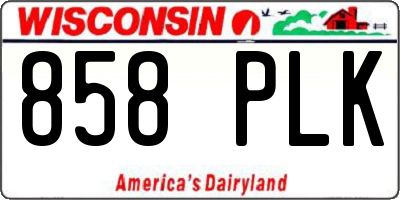 WI license plate 858PLK