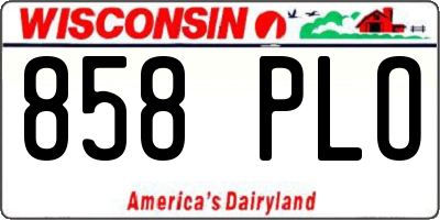WI license plate 858PLO
