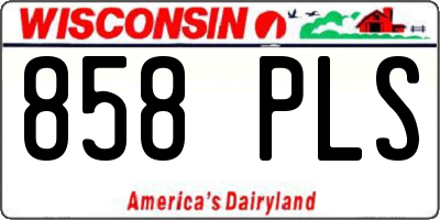 WI license plate 858PLS
