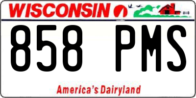 WI license plate 858PMS