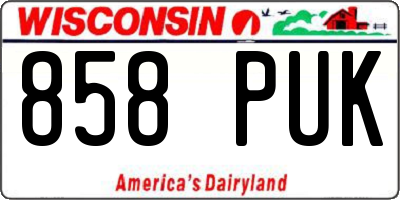 WI license plate 858PUK