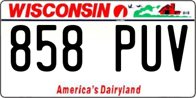 WI license plate 858PUV
