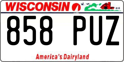 WI license plate 858PUZ