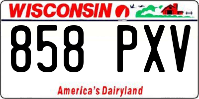 WI license plate 858PXV