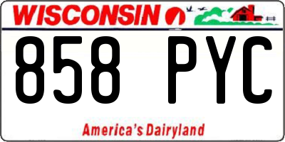 WI license plate 858PYC