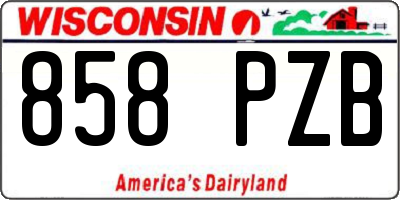 WI license plate 858PZB