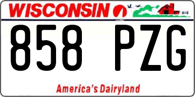 WI license plate 858PZG