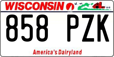 WI license plate 858PZK