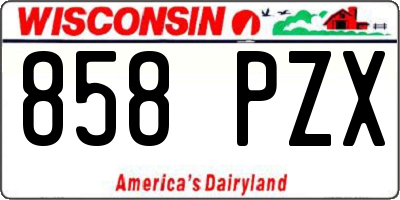 WI license plate 858PZX