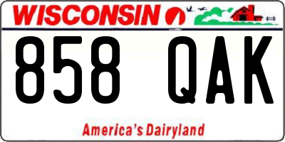 WI license plate 858QAK