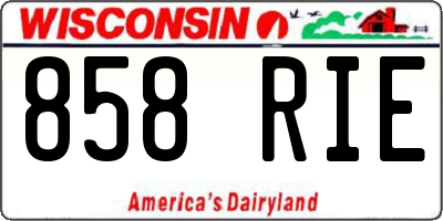 WI license plate 858RIE