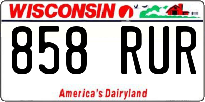 WI license plate 858RUR