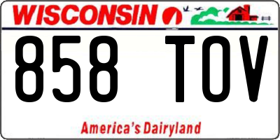WI license plate 858TOV