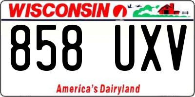 WI license plate 858UXV
