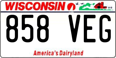 WI license plate 858VEG