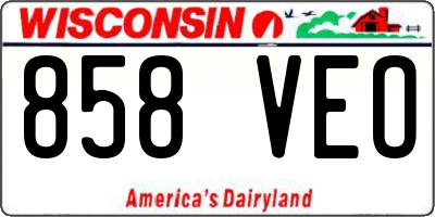 WI license plate 858VEO
