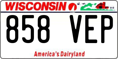 WI license plate 858VEP