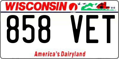 WI license plate 858VET