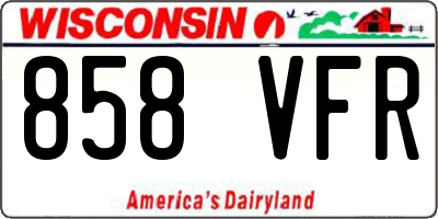 WI license plate 858VFR