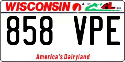 WI license plate 858VPE