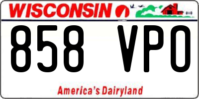 WI license plate 858VPO