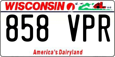 WI license plate 858VPR