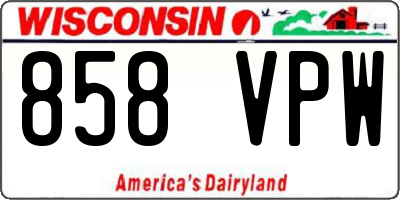 WI license plate 858VPW