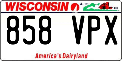 WI license plate 858VPX