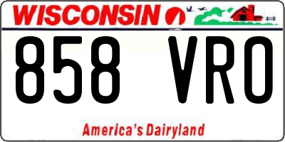 WI license plate 858VRO