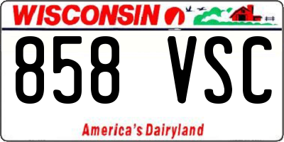 WI license plate 858VSC
