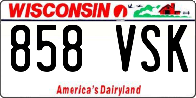 WI license plate 858VSK